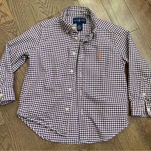 Ralph Lauren Long Sleeve Gingham Button Up Shirt Kids Size 4T